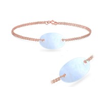 Rose Gold Plated Oval Shell Silver Bracelet BRS-437-RO-GP
